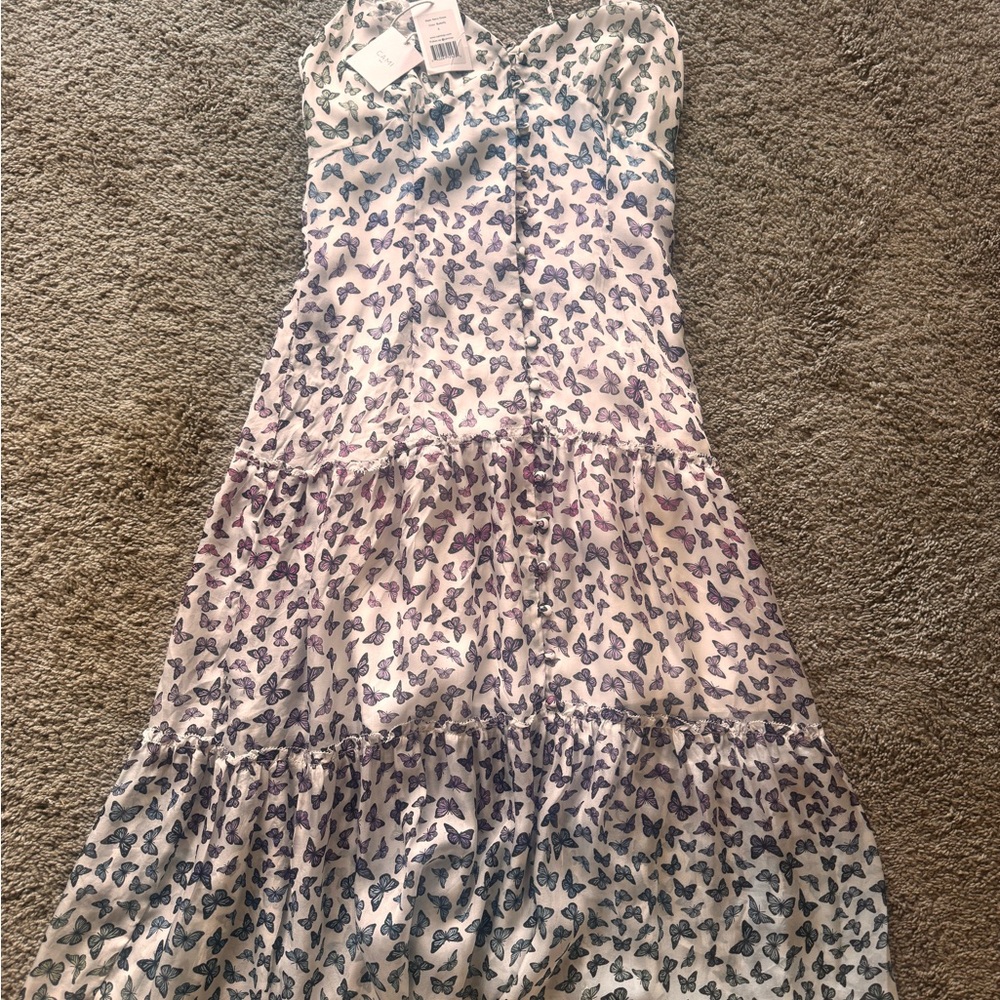 Ami Blue and White Butterfly Kids Dress